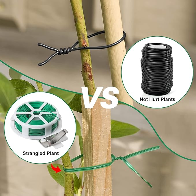 Decoroca Soft Plant Ties for Support - 65.6' Reusable Waterproof Plant Wire, Garden Twist, Office Organization and Decoration Binding（3pcs/Black） Decoroca