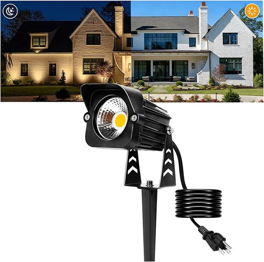 Dusk to Dawn Outdoor Lighting, 15W Spot Lights Outdoor with Photocell Sensor, 3000K Warm White Landscape Lighting IP65 Waterproof LED Spotlight for Garden Yard Flag Tree, 5.91FT Cable, US Plug Rootora
