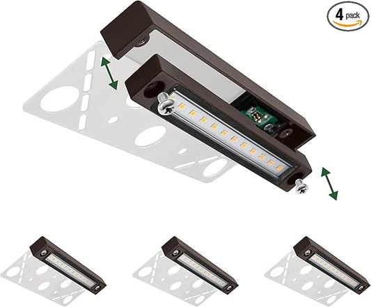 GKOLED 4-Pack Replaceable 6.8" LED Hardscape Lights, Low Voltage Retaining Wall Light, Paver Wall Hardscape Lighting, Outdoor Landscape Step Lights, 12VAC/DC 1.5W 2700K, Die-cast Aluminum Housing GKOLED