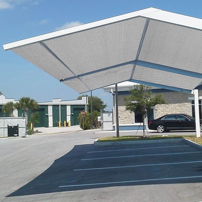 Eden's Decor Straight Flat-Edged Sun Shade Sail Rectangular 7' x 14' Grey UV-Blocking Outdoor Canopy Fabric Cloth Awning for Pergola Patio Garden Backyard Custom Size EdensDecorInc