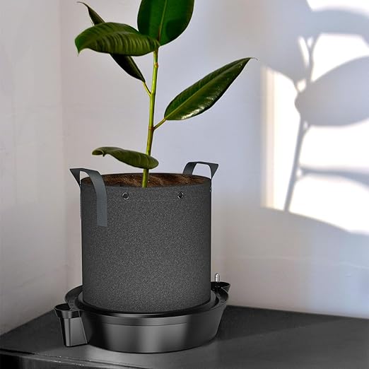 AC Infinity Self-Watering Fabric Pot Base XL, 4-Pack Auto-Irrigation Water Delivery System with Reservoir Meter, Extra Large Elevated Plant Saucers for Indoor Grow Tents, Greenhouses, Outdoor Gardens ACInfinity