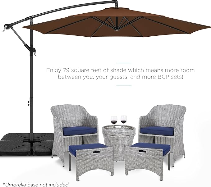 Best Choice Products 10ft Offset Cantilever Hanging Market Patio Umbrella, 8 Sturdy Ribs, Easy Adjustment - Brown BestChoiceProducts
