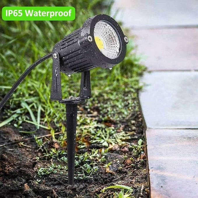 Romwish LED Landscape Spotlights, 10W Outdoor Spotlights for Yard, 3000K Warm White, 120V AC Spot Light with Ground Spike, Waterproof Landscape Lighting for House Garden Lawn Decorative (12Pack/10W) ROMWISH