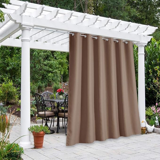 NICETOWN Bedroom Blackout Curtain for Patio Room Darkning, Rustproof Grommet Blackout Vertical Blind, Sunlight Blocking Vertical Drape for Front Patio/Hall, Tan, 1 Piece, 84" Wide, 120" Long NICETOWN