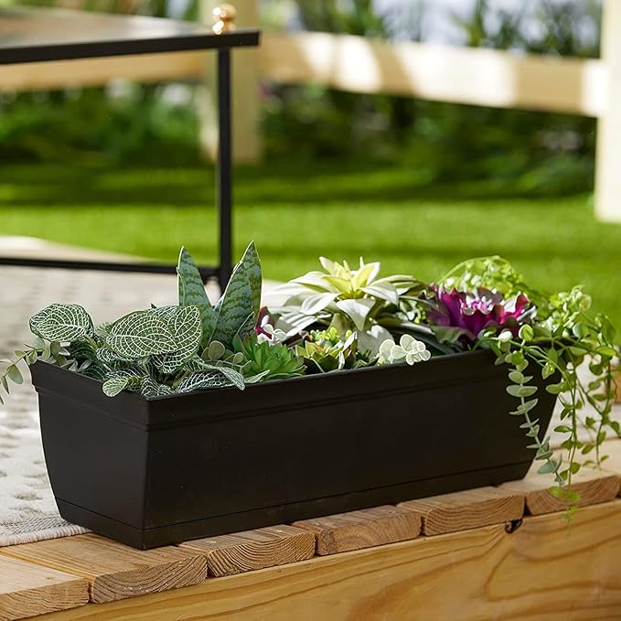 The HC Companies 24" Eclipse Plastic Window Box 7.76"x24"x6.57" in Clay Color TheHCCompanies