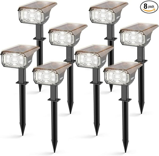 Solar Spot Lights Outdoor,40 LEDs Solar Outdoor Waterproof Landscape Lights with 3 Light Modes, Solar Powered Garden Yard Wall Lights Auto On,Off for Patio 8 Pack LEREKAM