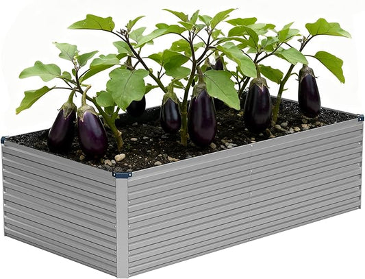 Vengarus 6x3x2FT Galvanized Raised Garden Bed Kit, Deep Root Planter Box for Vegetables, Flowers, Herbs, and Succulents - 269 Gallon Capacity,Silver Vengarus