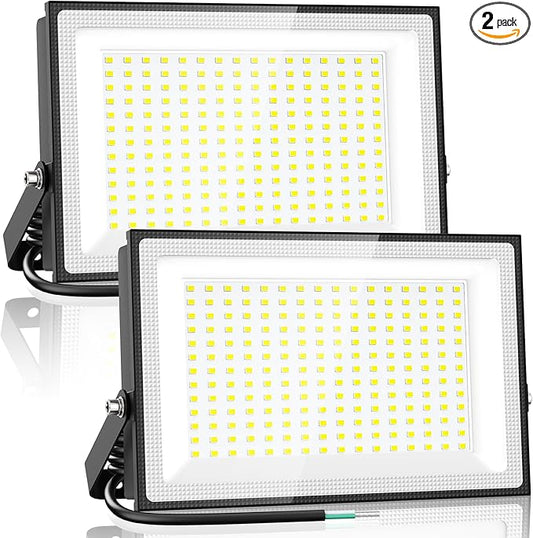 Onforu 200W LED Flood Lights Outdoor, 18000LM Bright Security Light, IP66 Waterproof Outdoor LED Lights, 6500K Daylight White Floodlight for Garage, Yard, Garden, Stadium, Playground, Arena(2 Pack) Onforu