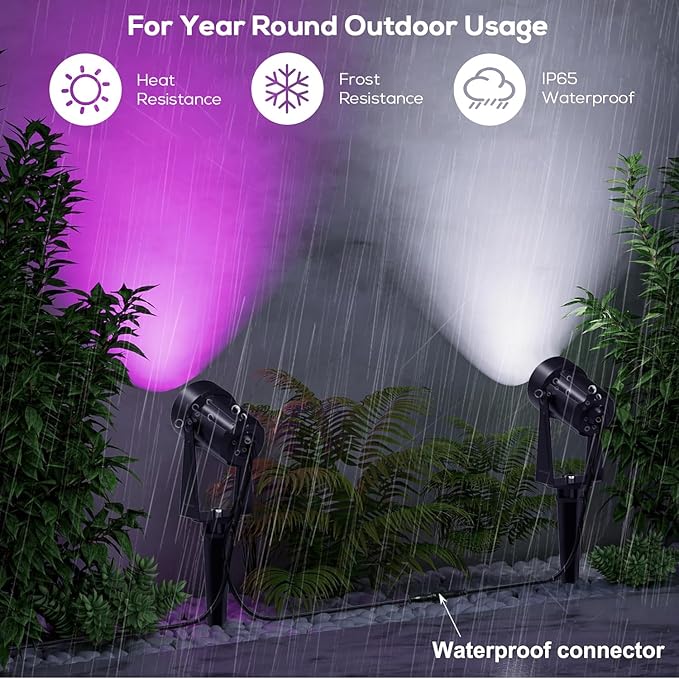 SUNTHIN Outdoor Landscape Lighting with Remote, RGBW Color Changing Spot Uplights,10 Pack SUNTHIN