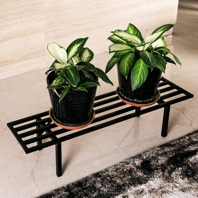 Zhongma One Tier Metal Plant Stand (35.43 L x 8.66 W x 7.9 H) Heavy Duty Plant Holder for Home, Window,Garden, Plant Lovers, Display Stand Zhongma