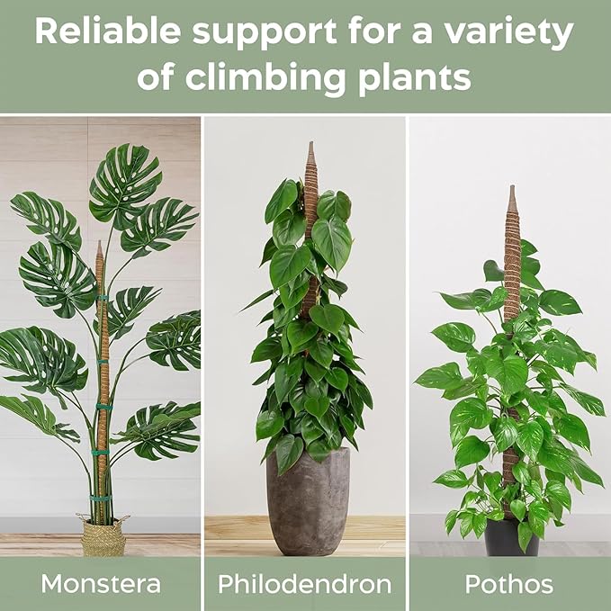 4 Pack 48'' Bendable Moss Pole Monstera Plant Support for Climbing Indoor Plants - Stakes for Potted Climbers - Tall Sticks Indoor Trellis for Houseplants - Accessories for Monstera Pot K-BRANDS