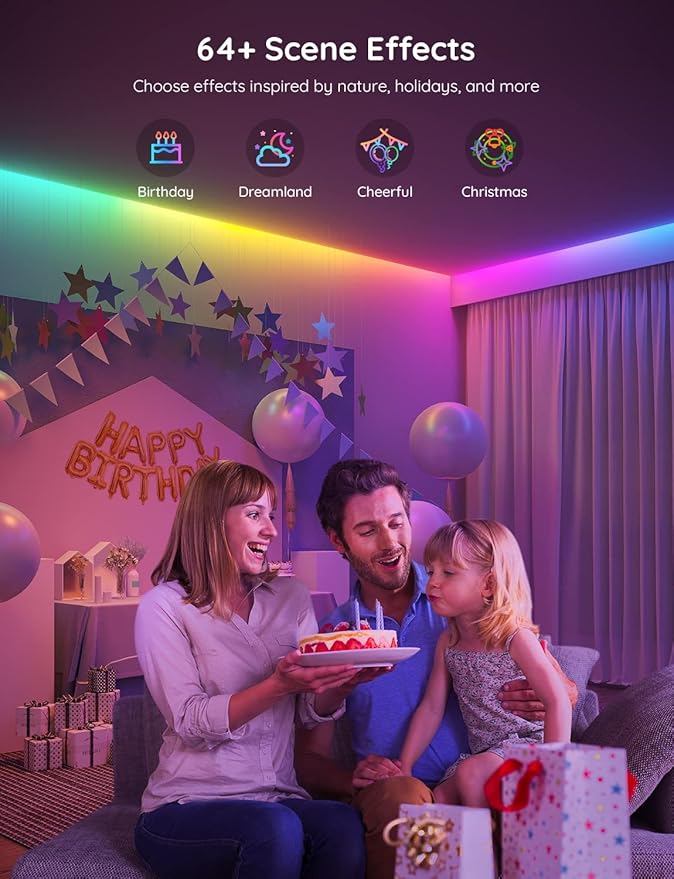Govee RGBIC LED Strip Lights, 32.8ft Smart LED Lights for Bedroom, Bluetooth LED Lights APP Control, DIY Multiple Colors on One Line, Color Changing LED Strip Lighting Music Sync, Home Decor Govee