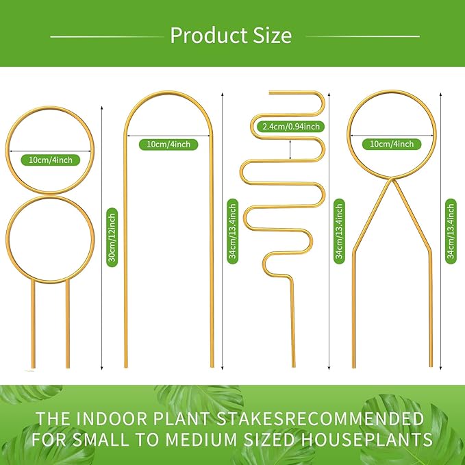 4 Pcs Small Metal Trellis for Potted Plants,Gold Trellis for Climbing Plants Indoor,Small Trellis for Potted Plants Support Stake House Plant Trellis for Garden Potted Plant,Hoya,Pothos,Flower Rootora