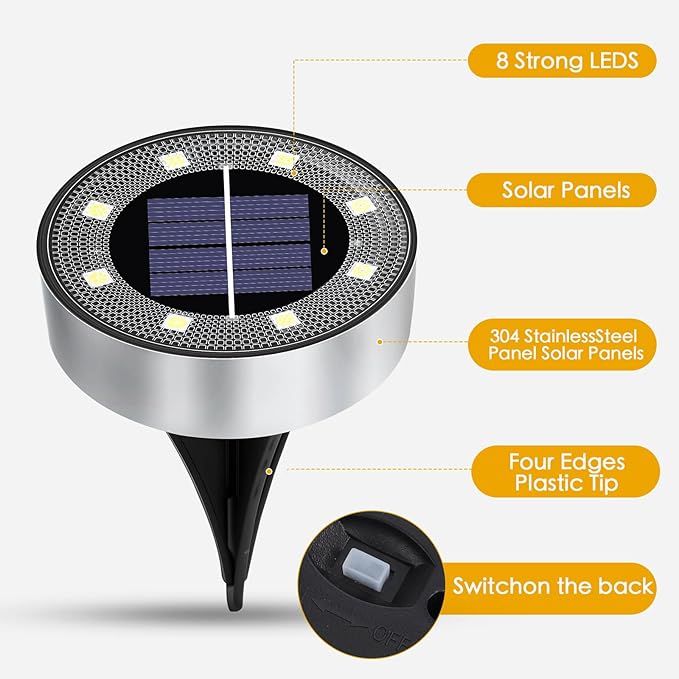 Solar Lights Outdoor 16 Pack, Solar Garden Outdoor Waterproof Pathway Lights Bright In-Ground Light Outdoor Lighting Decor for Lawn, Patio, Yard, Driveway, Step and Walkway White Light OULONGER