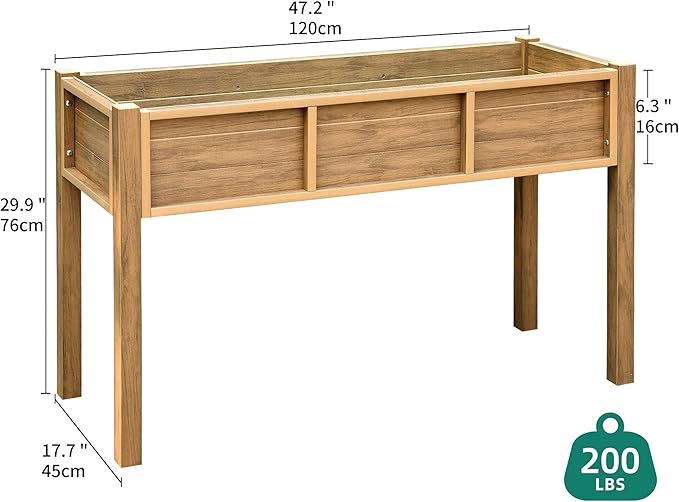 YITAHOME 48x18x30in Raised Garden Bed, Weather Resistant Poly Lumber Planter Box with Legs, Elevated Garden Bed for Yard, Garden, Balcony - Brown YITAHOME