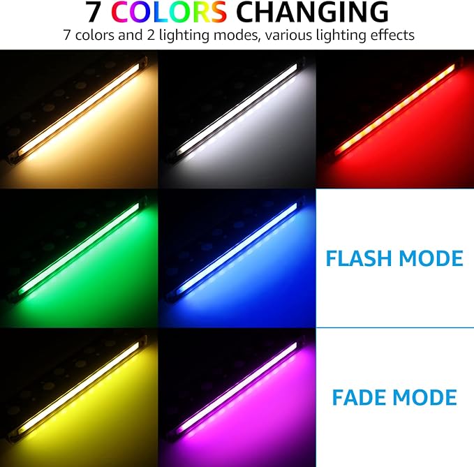 LEONLITE 8-Pack Premium Series RGB 12 Inch 5W LED Retaining Wall Lights Swivel, Color Changing Hardscape Lighting Low Voltage, 12V-24V AC/DC LED Landscape Hardscape Paver Light, Outdoor Step Light ETL LEONLITE
