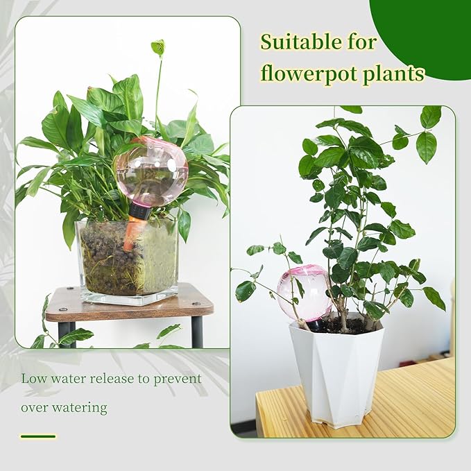 3pcs Large Plant Self Watering Globes, 17.5 oz Plastic Water Bulbs Top Fill, Plant Watering Devices System Slow Release Terracotta, Water Spikes Stakes for Indoor(3pack) GEWOSI