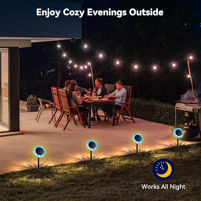 Outdoor Solar Lights, 2 Pack Led Solar Sunflower Lights, Stake/Wall 2-in-1 Waterproof Solar Garden Lights for Yard, Landscape, Fence, Patio, Driveway, Pathway, Backyard Decoration (Warm White) GIUNN