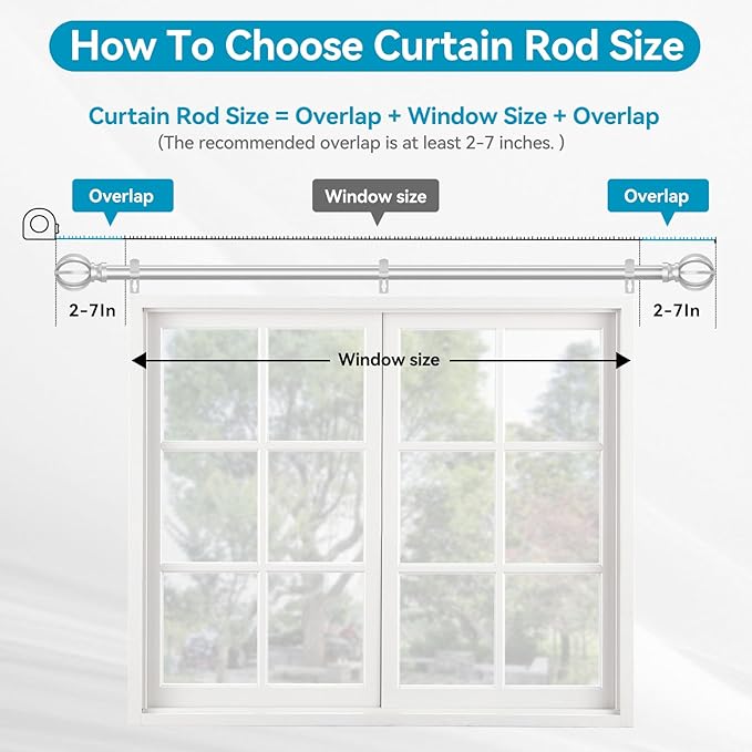 Silver Curtain Rods for Windows 28 to 48 Inch, 5/8" Diameter Heavy Duty Metal Adjustable Small Drapery Rod With Bracket Poskena