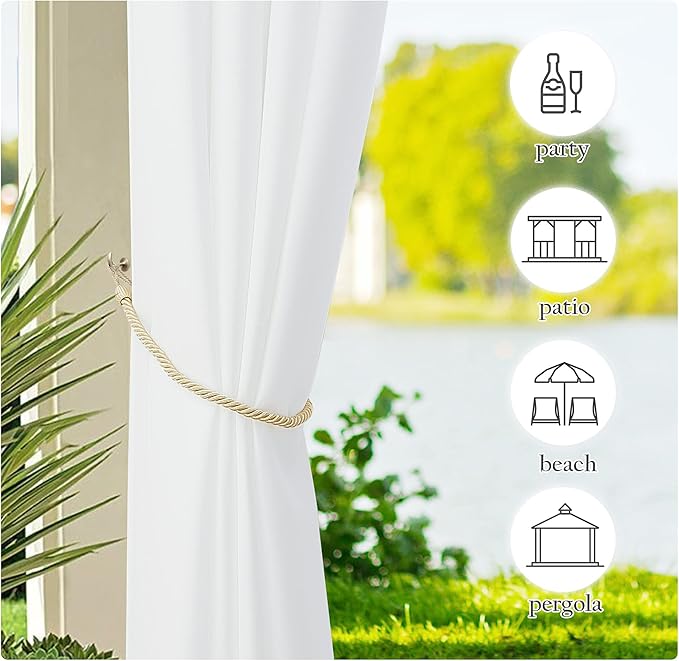 NICETOWN 2 Panels Waterproof Outdoor Curtains for Patio, Tab Top Indoor Outdoor Window Treatments Thermal Insulated Porch Panels Privacy for All Season, W55 x L95, Pure White NICETOWN