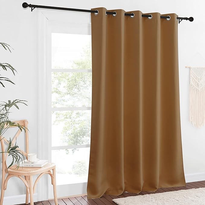 NICETOWN Blackout Curtains 84 Inch Length, Thermal Insulated Curtains for Bedroom Grommet Energy Saving Room Darkening Drapes for Living Room Window, 1 Panel, Gold Brown, 66" W x 102" L NICETOWN