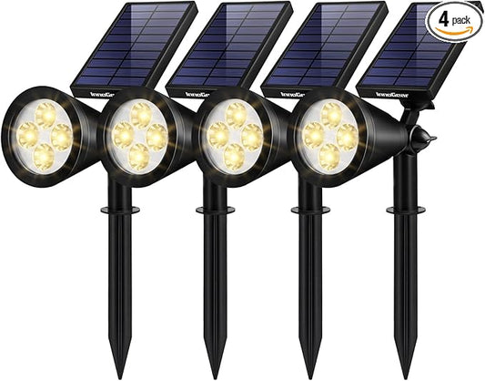 InnoGear Solar Lights Outdoor Waterproof Solar Garden Light for Outside Yard Landscape Lighting Pathway Spot Lights Spotlight Wall Light Auto On/Off, Pack of 4 (Warm White) InnoGear