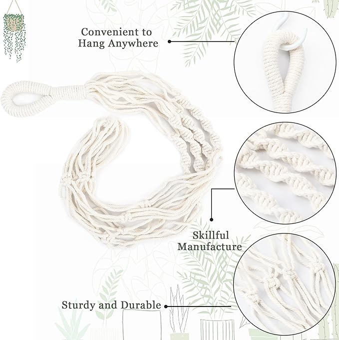 Augshy 27inch Macrame Plant Hanger, 2 Packs Plant Hangers with Hooks, Hanging Planter for Indoor Plants Decorative Macrame Pot Hanger for Home Decor Augshy