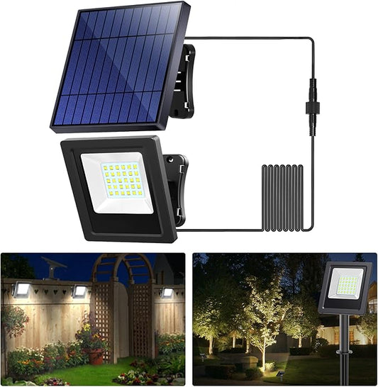 Solar Lights Outdoor Bright Solar Flood Lights 4400mAh 5500K Dusk to Dawn Led Solar Security Light Auto On/Off with 16.4FT Cable IP65 Waterproof for Outside Barn Garden Garage Yard Patio Lightonight