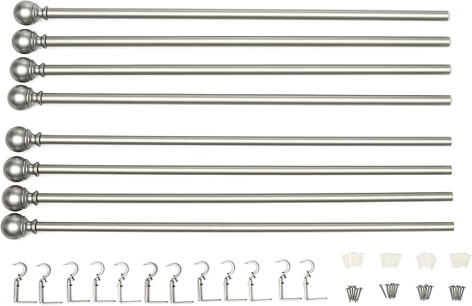 Amazon Basics Sturdy Adjustable Curtain Rod for Windows with Round Finials, Easy Installation, 1-Inch Rod, 36" to 72", Nickel, 1-Pack AmazonBasics