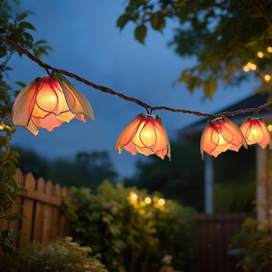 Decorative String Lights Plug in with 10 Incandescent Bulbs, Flower Garland Fairy Lights Connectable Weatherproof Outdoor Indoor for Wedding Garden Pergola Bedroom Porch Floral Home Decor (Multicolor) TWINKVILLA