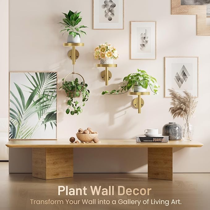 YUOROS 3 Pack Wall Plant Holder Stand Wall Planters for Indoor Plants Hanging Window Plant Hanger Decor (Gold) YUOROS
