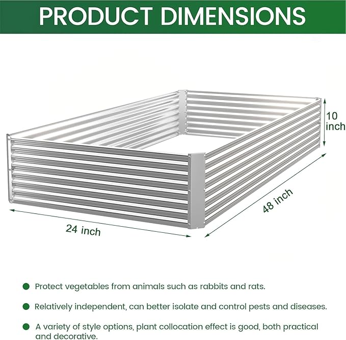 3 Pack Raised Beds for Gardening, Corrugated Galvanized Steel Raised Garden Bed, Outdoor Metal Above Ground Garden Bed for Vegetables and Flowers-4x2FT(Rectangular) OZMSHF