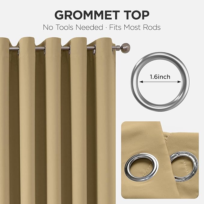 Joydeco Blackout Door Curtain for Doorway Privacy 78 Inches Long, Grommet Closet Curtain for Open Closet, Room Divider for Bedroom Living Room (Beige, 40Wx78L, 1 Panel) JOYDECO