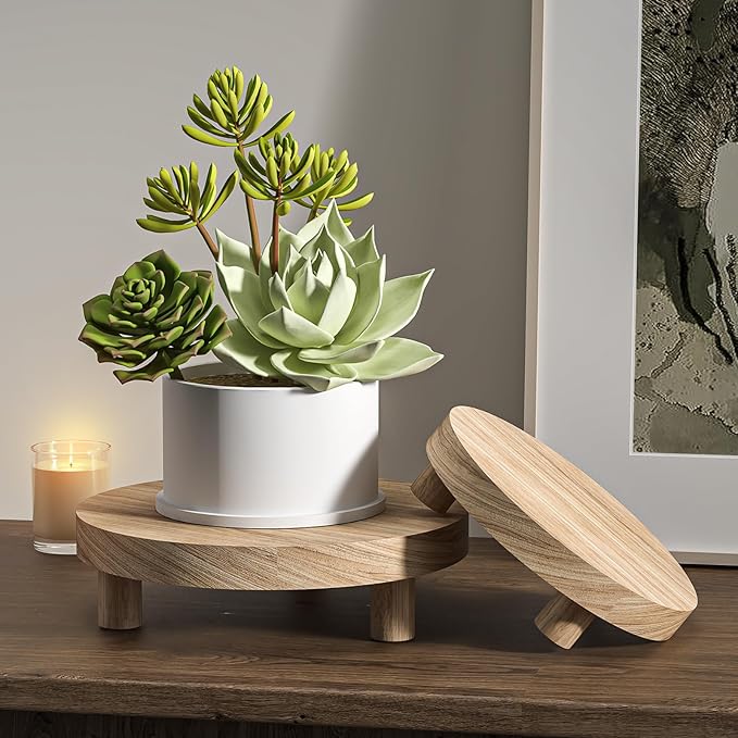 3 Pcs Wood Plant Stand Indoor Outdoor, Round Wood Riser for Decor 6/8/10" Wooden Stool Display Stand Flower Pot Holder Small Planter Tray Modern Potter Decorative for Desktop Counter Room (Natural) Letyourd%C3%A9cormoreglamorous
