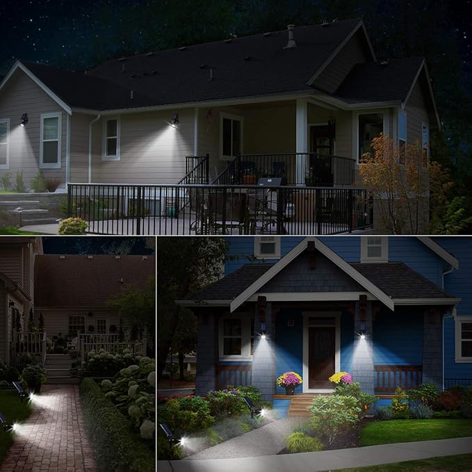 URPOWER Solar Lights Outdoor, 2-in-1 Waterproof Adjustable Solar Spotlights Outdoor Wall Light, Dusk-to-Dawn Solar Powered Landscape Lights for Backyard/Garden/Pathway/Pool/Porch (4Pack, Cool White) URPOWER
