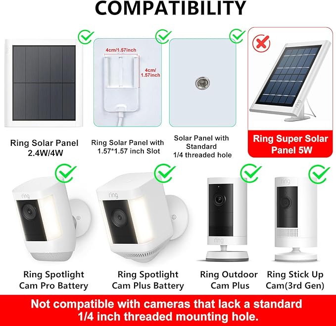 ALERTCAM 2-in-1 Wall Mount for Solar Panel, Stick Up Cam Battery, Spotlight Cam and Spotlight Cam Plus/Pro(Battery), Adjustable Angle to Get Maximum Sunlight for Your Solar Panel ALERTCAM