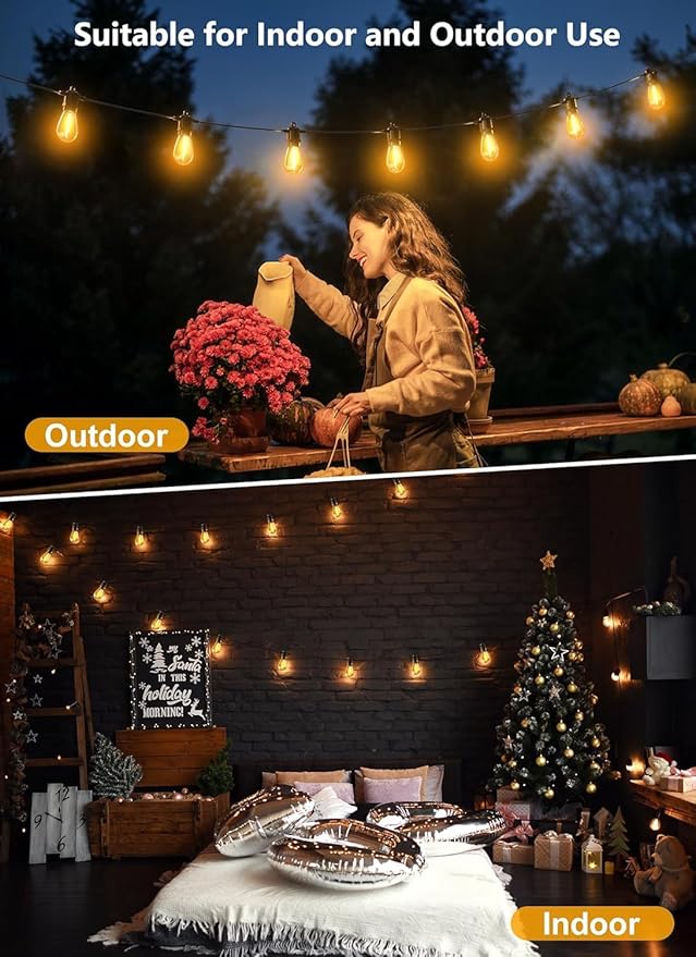 Brightown Outdoor String Lights 35FT with 10+1 Shatterproof Edison Bulbs, Waterproof Hanging Patio Lights Outside for Backyard Deck Garden Party Xmas Decor, 2700K Brightown