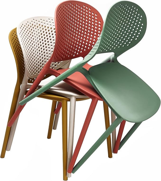 2xhome Set of 3 Patio Dining Chairs | Modern Stackable Outdoor Pool Side Chair | Weather Resistant Plastic for Yard, Porch, Balcony, Kitchen, Green 2xhome