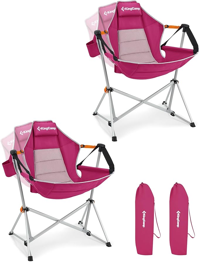 KingCamp Hammock Camping Chair, Swinging Portable Folding Camp Chairs for Adults Max 400lbs Heavy Duty Foldable Oversized Rocker with Aluminum Alloy Frame Cup Holder for Outdoor Beach Patio Sport KingCamp