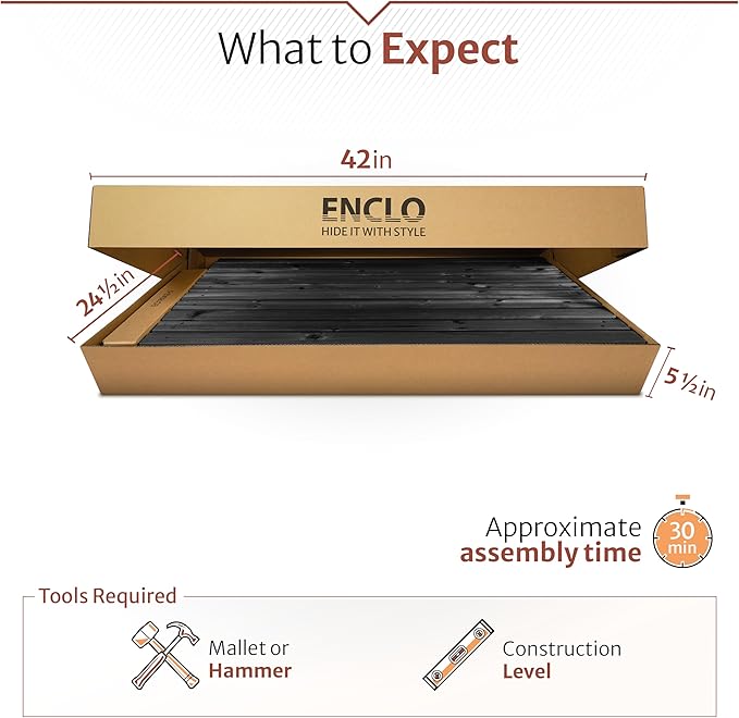 6ft H x 3.1ft W (1 Panel) No Dig Enclo Aspen Charcoal Wood Privacy Screen, Decorative Patio Privacy Screen, Great to Hide Trash Cans, Outdoor Privacy Fence Panel, Air Conditioner Fence, EC18042 Enclo