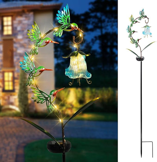 Bshine Solar Hummingbird Lights Outdoor Garden Decoration, Metal Stake Waterproof Hanging Flower Solar Lights, Yard Decoration Outdoor Terrace, Path and Art Lawn Ornaments Bshine