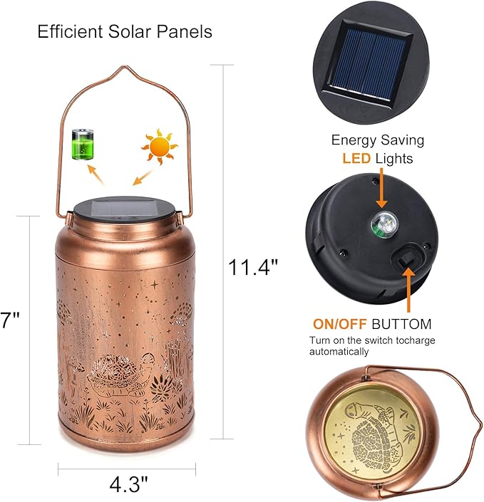 2 Pack Turtles Solar Lanterns Outdoor Waterproof - Mothers Day Gifts for Mom Grandma, Birthday Gifts for Women Solar Lights Outdoor Garden Decor for Outside, Patio, Outdoor, Yard Eandisom