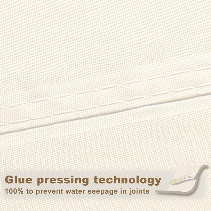 SUNNY GUARD Waterproof Sun Shade Sail 9' x 10' Cream Rectangle UV Block Sunshade for Backyard Yard Deck Patio Garden Outdoor Activities and Facility(Customized) SUNNYGUARD