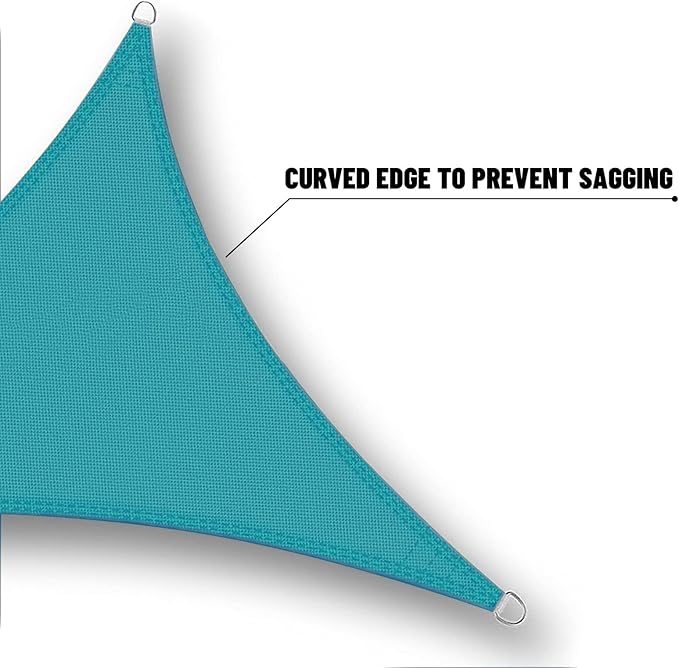 SUNNY GUARD Waterproof Sun Shade Sail 16' x 16' x 16' Turquoise Blue Triangle UV Block Sunshade for Backyard Yard Deck Patio Garden Outdoor Activities and Facility(We Make Custom Size) SUNNYGUARD
