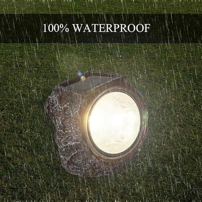 EiGreen 4 Pack Solar Garden Rock Lights Outdoor Decorative, 10 LED Waterproof Yard Pathway Lights,Solar Spot Lights Outdoor, for Ideal for Garden Walkway Pathway Patio EigreenSolaroutdoorlights