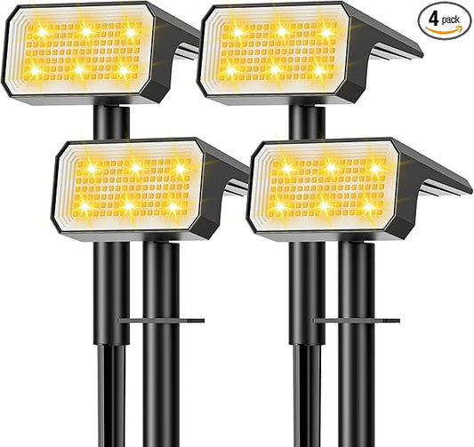 Solar Spot Lights Outdoor, [4 pack/118 LED] 4 Modes Auto On/Off Solar Landscape Spotlights, Ip67 Waterproof Solor Powered Pathway Lights for Outside Yard Garden Walkway Tree Patio (Warm White) Flaow