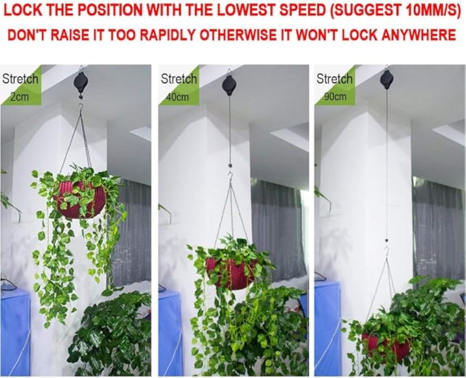 Pack Plant Hook Pulley, Retractable Plant Hanger Easy Reach Hanging Flower Basket for Garden Baskets Pots and Birds Feeder Hang High up and Pull Down to Water Or Feed (White 4Pack) Lythor