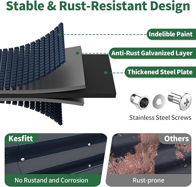 Kesfitt Raised Garden Bed, 6x3x1 FT Galvanized Steel Metal Raised Garden Bed, Oval Open-Bottom Design, 12-Inch Deep for Outdoor Vegetable & Herb Gardening, Midnight Blue Kesfitt