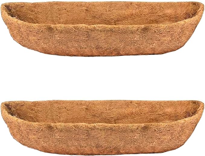 2pcs 48" Garden Coconut Planter Liners Preformed Window Box Liners Natural Trough Coco Liner Coir Mats (48 inch) boUod
