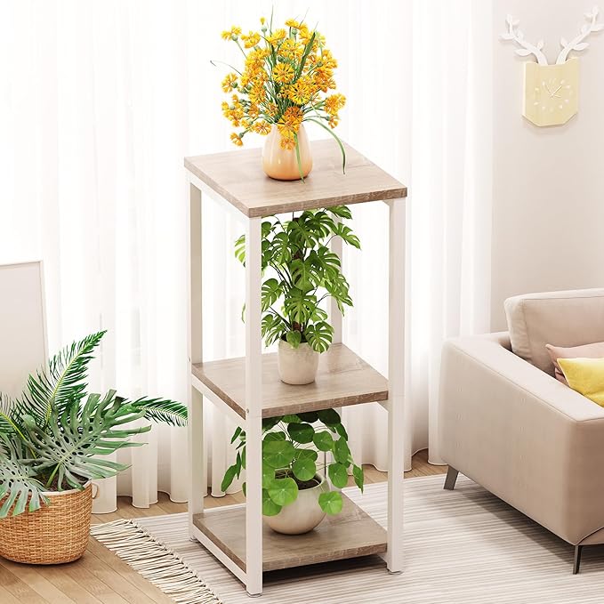 Plant Stand Indoor Corner Tall 3 Tier Metal Modern Flower Storage Plant Shelf Holder for Living Room Balcony Garden,White (3 Tier-White) YIZAIJIA